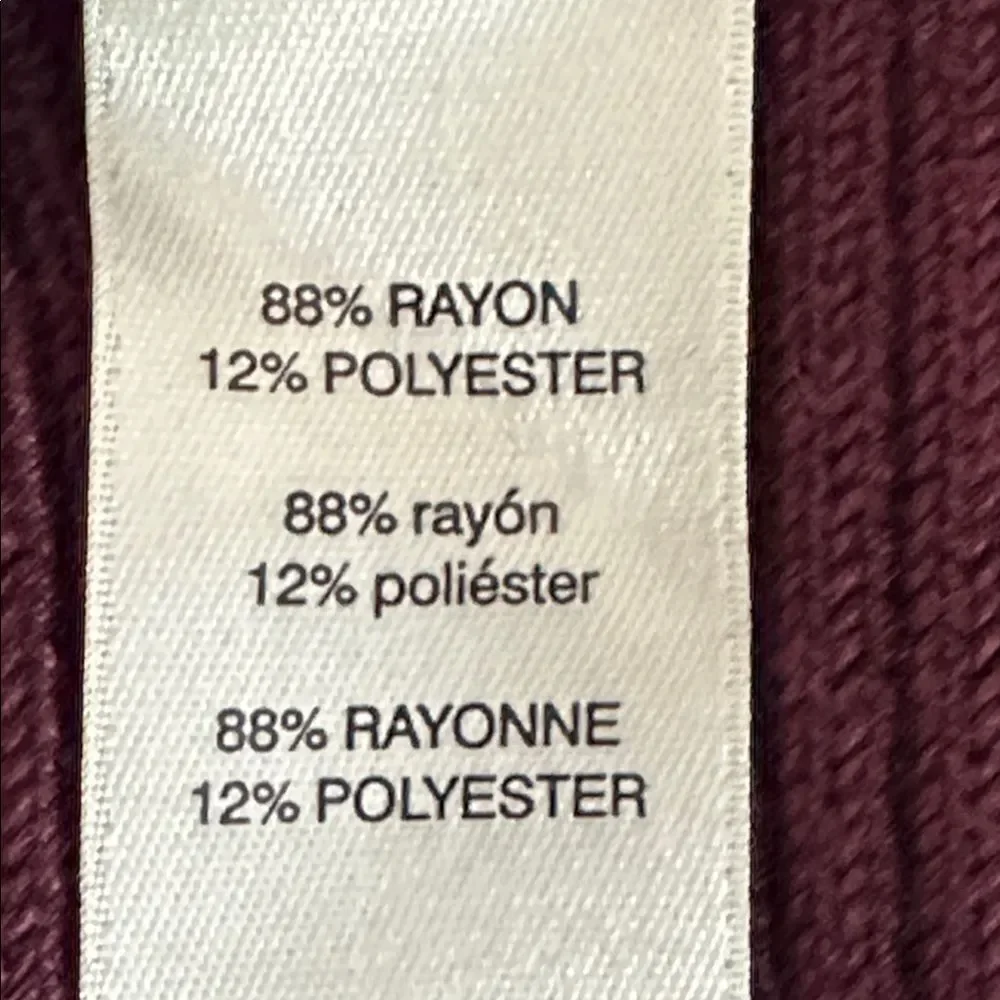 Chico's Sweater Size 2 (12) Burgundy Ribbed Chevron Dolman Sleeve